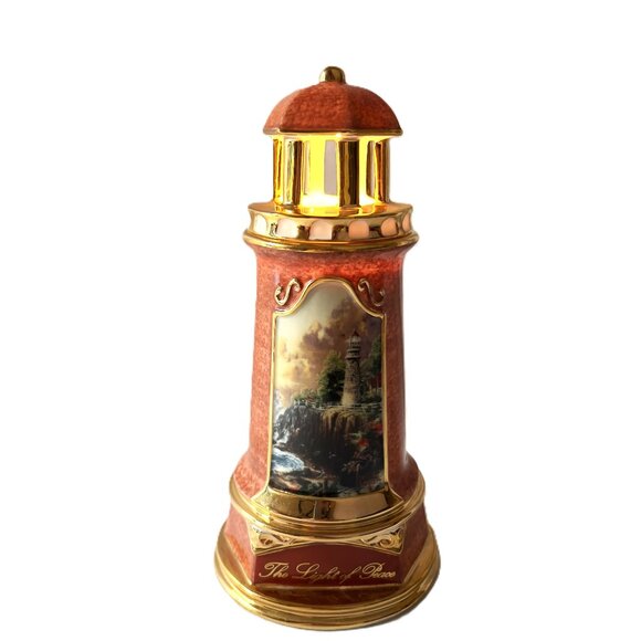 Thomas Kinkade "Light of Peace" Red Lighthouse 2004 Illuminated Coastal Décor - Picture 1 of 10